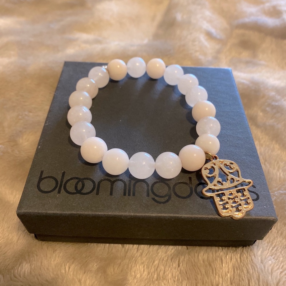 Express Beaded Hamsa Bracelet White